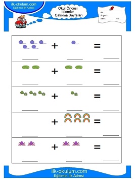 Çocuklar İçin toplam işlemi yaprak testleri 